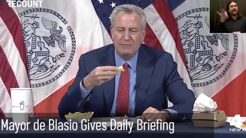 You Can't Unsee This: DeBlasio Moans While Eating Burger to Bribe New Yorkers to Get Vaccine
