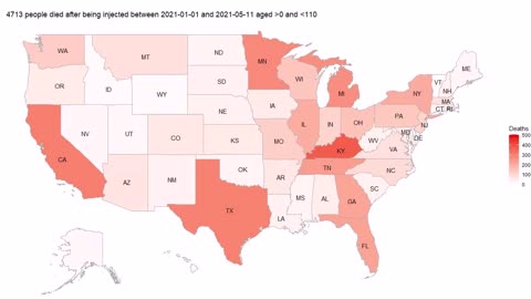 Deaths across US states after SARS-CoV-2 injection 2021: aged 0-110