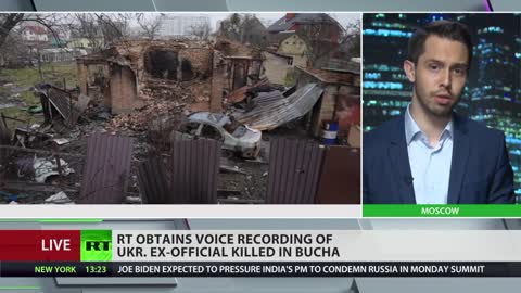 RT ha ricevuto una registrazione vocale di un ex politico ucraino Alexander Rzhavsky,ucciso nella città ucraina di Bucha.che a quanto pare era stata prevista che l'uccisione del politico sarebbe stata appuntata su Mosca.