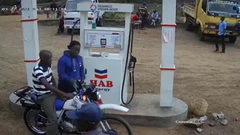 BIKE STARTS FIRE AT A GAS STATION