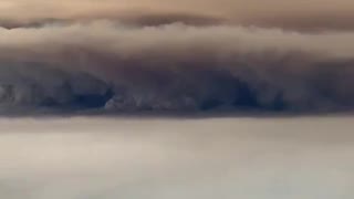 View of Creek Fire from airplane looks apocalyptic