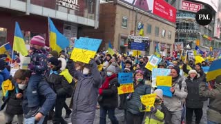 Thousands of Torontonians marched to Nathan Phillips Square show support for Ukraine