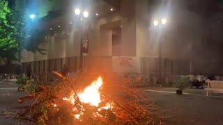 Antifa set a fire outside the Portland Courthouse, a building they've tried to burn down for a year