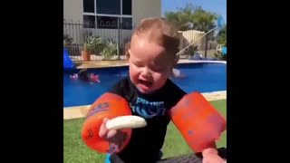 child stressed with the buoy