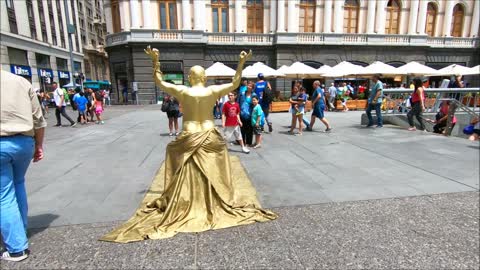 The Gold man at Plaza de Armas in Santiago, Chile