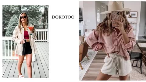 Dokotoo Womens Corduroy Button Down Shirts