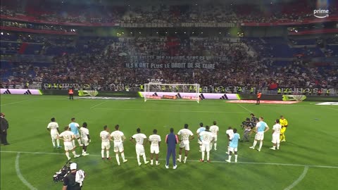 Lyon’s players are dressed down by the Bad Gones ultras following their 4-1 home loss vs PSG