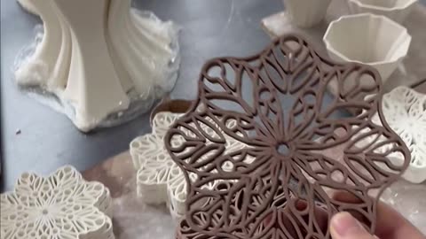 3D clay printing snowflake coaster #bestresin3dprinter