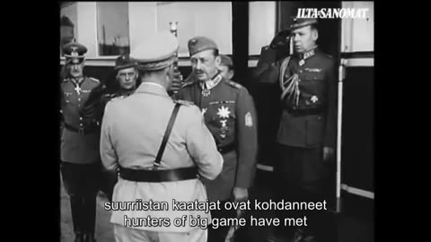 Marshal Mannerheim as state guest of Corporal Hitler (captioned)