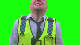 British Cop Screaming No | Green Screen