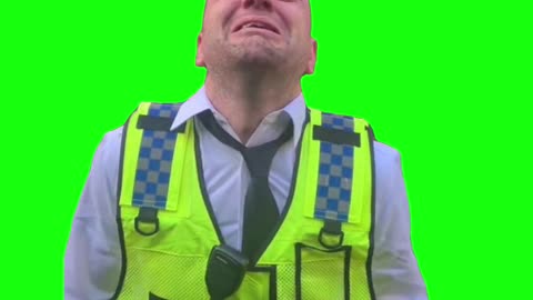 British Cop Screaming No | Green Screen