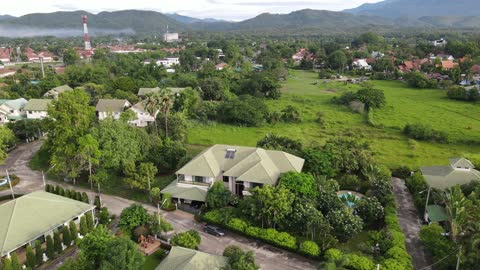 Drone view of a private Villa in Chiang Mai