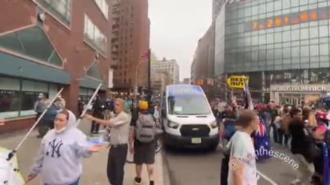 Protesters in NYC destroy a 'human extermination center.'
