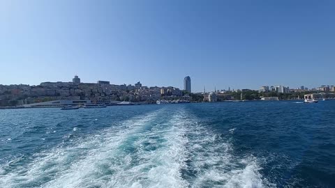 A beautiful view of the sea from inside the ship as it moves