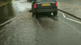 Flooded Road just after heavy rain Swindon England UK 31st October 2021
