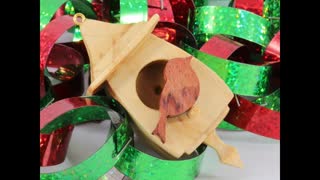 Miniature Birdhouse Ornament, Handmade from Reclaimed Hardwood