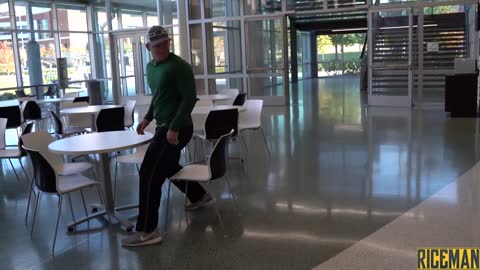 Chair pulling prank