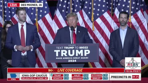 President Trump's speech after record setting win in Iowa Caucus