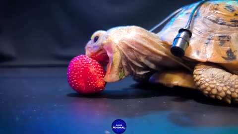 Turtle Tortoise eating strawberry | ASMR |