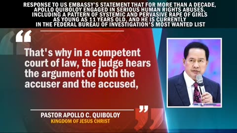 Pastor Quiboloy statement at the US Embassy