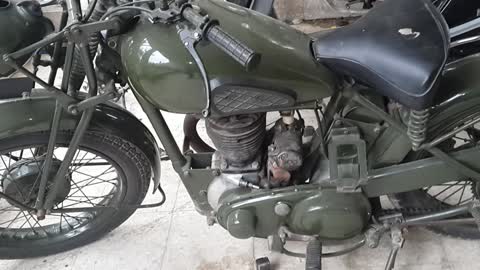 Old WWII motorcycle in very good condition