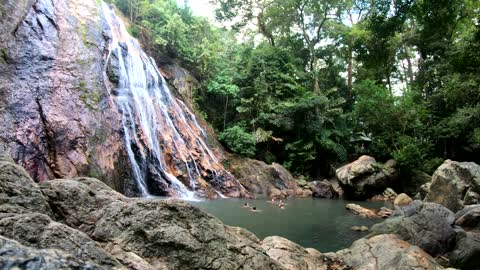 Relaxation, trip to tropical waterfall - 4K