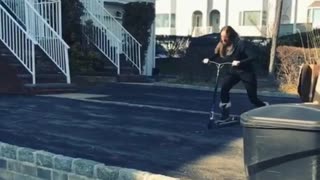 Collab copyright protection - girl black scooter wall jump fail