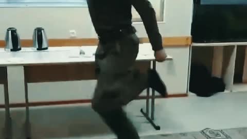 Funny dancing by Russian military man