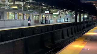 Amtrak train enter Newark Pennsylvania station