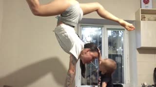 Daughter Tries To Exercise With Mommy
