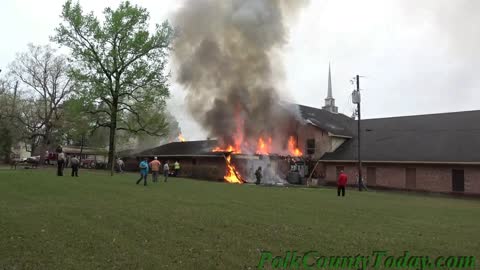 FIRE DESTROYS CHURCH BUILDING, GOODRICH TEXAS, 03/24/21...
