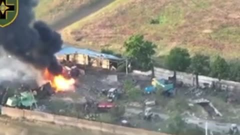 Huge ammo explosion as Ukrainian forces destroy fully armed Russian vehicle