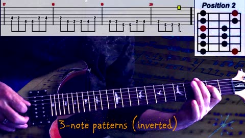 A Major Pentatonic Position 2 (3-note patters inverted)