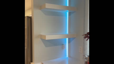 Floating shelves with led strip lights