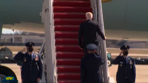 President Joe Biden FALLS multiple times while boarding Air Force One