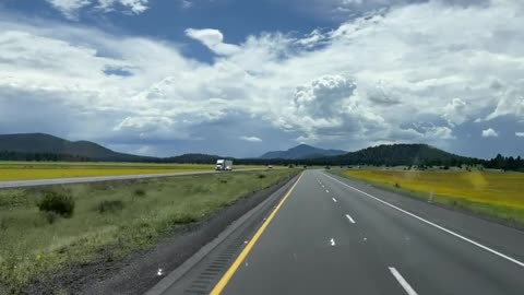 The view of driving on the top of Arizona mountain