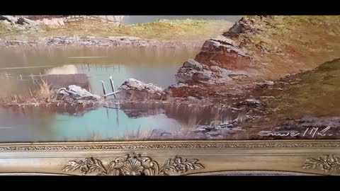 Beautiful Scenery Oil Painting On Canvas of Lake Bergse Monte Bivera Alps (Switzerland & Germany)