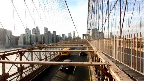 Brooklyn Bridge with car