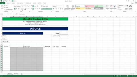 HOw to create invoice in Excel