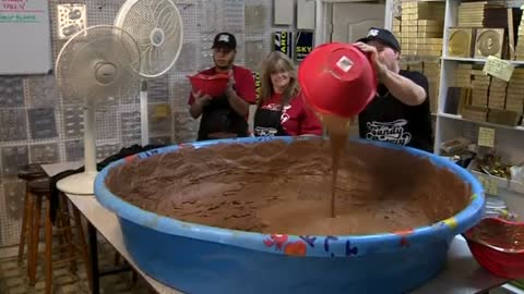 Candy shop attempts world record for largest peanut butter cup