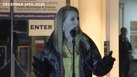 Amber Walczuk Rock Hill Rally warning about new vaccines