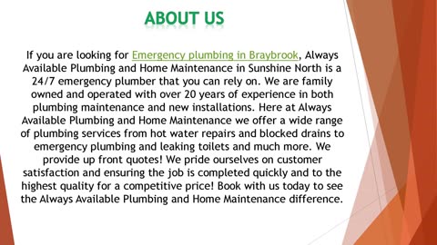 If you are looking for Emergency plumbing in Braybrook