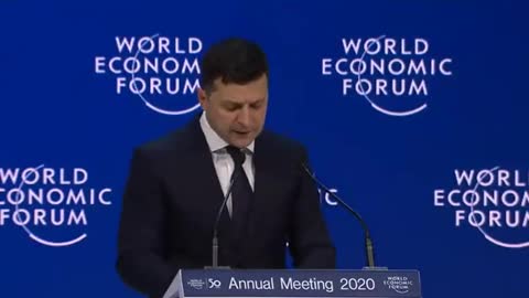 Ukraine President Volodymyr Zelensky speaking at WEF 2020