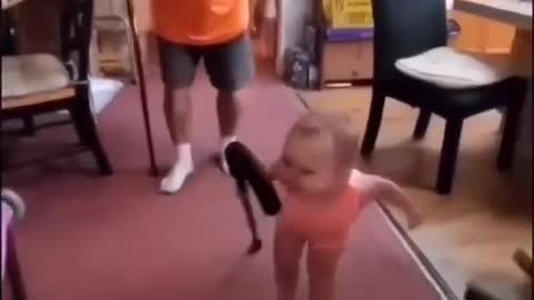 Baby wants to be just like grandfather ... baby funny video