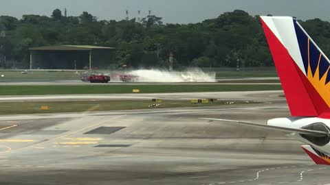 Jet Burns on Runway