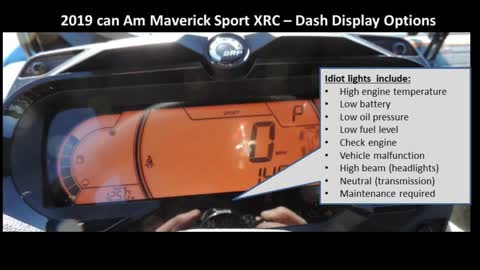 Configurable Dash Display, Can Am Maverick Sport XRC