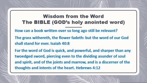 Wisdom from the word - The Bible