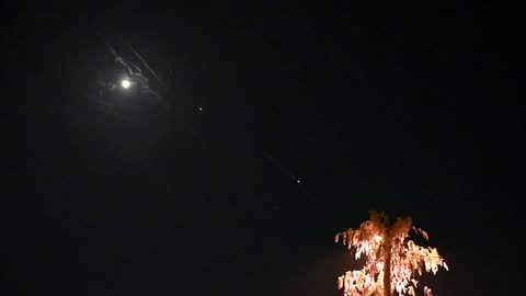 Israeli army interceptions light up the sky seen from the outskirts of Jerusalem _ AFP