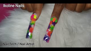 XXL Neon Bling Acrylic Nails