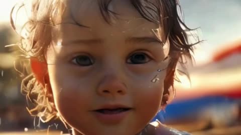 some beautiful cute babys in the sunshine at the beachm, funny shorts animation
